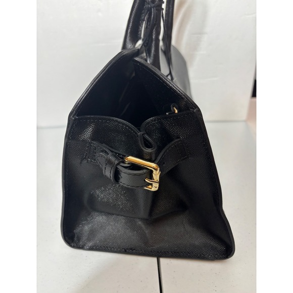 Claudia Firenze Black Pebbled Leather Satchel Top Handle Bag Made in Italy NEW - Picture 2 of 6